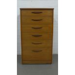 Vintage Austinsuite chest with six graduating drawers, 64 x 115 x 43cm