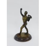 Bronze figure of a classical male athlete, on a circular base (a/f) 16cm high