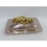 Franco Lafini, Italian silver plated serving dish, the cover with gilt metal fruit, complete with