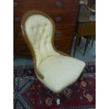 Upholstered spoonback chair, 90 x 60cm