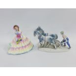 Royal Doulton Daydreams figure HN1731 and Bavarian porcelain figure group, (2)