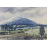 20th century school, hillside and village landscape, watercolour, signed indistinctly and dated '74,