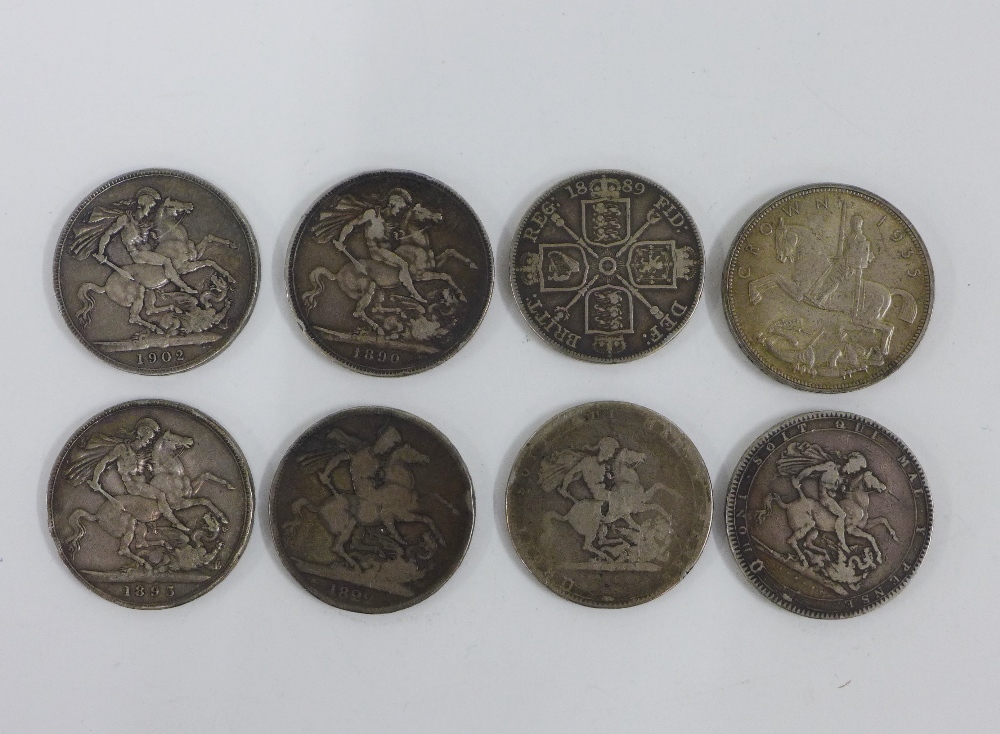 A collection of Crown coins to include George III 1819, George IIII 1822, Queen Victoria 1889, 1890, - Image 2 of 2