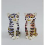 Two Royal Crown Derby Imari Cat paperweights, one with the gold stopper, 8cm (2)