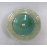 John Dunn, raku glazed studio pottery charger / bowl, signed, 44cm diameter