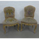 Pair of French style gilt chairs with tapestry upholstered backs and seats, (a/f) (2)