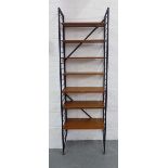 Ladderex style shelving system with two metal side supports, 3 wide shelves and 4 narrow shelves, 63