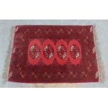 Bokhara prayer mat / rug with red field and multiple borders, 116 x 80cm