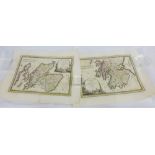 Giovanni Maria Cassini, a pair of hand coloured maps of Scotland, showing both North and South,