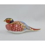 Royal Crown Derby Imari bird paperweight with a gold stopper, 17cm long