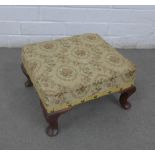 Small footstool with an upholstered top and cabriole legs, 33 x 18cm