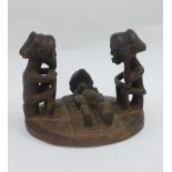 Luba wooden figural pot lid, Democratic Republic of Congo, 20 x 24cm