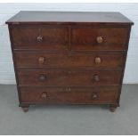 19th century mahogany chest, the rectangular top over two short drawers and three long drawers, with