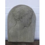 Stone relief plaque of a young female, 31 x 42cm