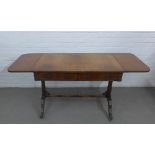 Mahogany sofa table with inlaid cross banding, 160 (open) 100 (closed) x 72 x 61cm