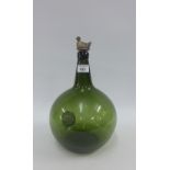 Green glass bottle, seal inscribed J. Stenhouse 1826, with a white metal 'Chicken' bottle stopper,