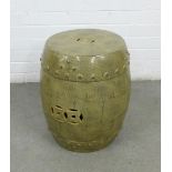 Pottery barrel seat with faux shagreen pattern, 34 x 45cm