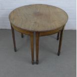 Pair of mahogany d-end tables, with tapering legs and spade feet, tops faded, 100 x 71 x 105
