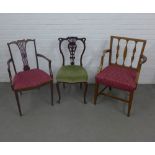 Four various chairs to include two carvers, (4)