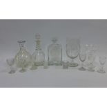 Collection of 19th and later 20th century glass wares to include decanters, vases, various