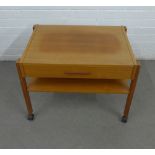 Retro teak side table with a single long drawer, 68 x 51 x 45cm