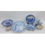 Staffordshire 19th century blue and white meat draining ashet in the Etruscan & Greek Vases pattern,