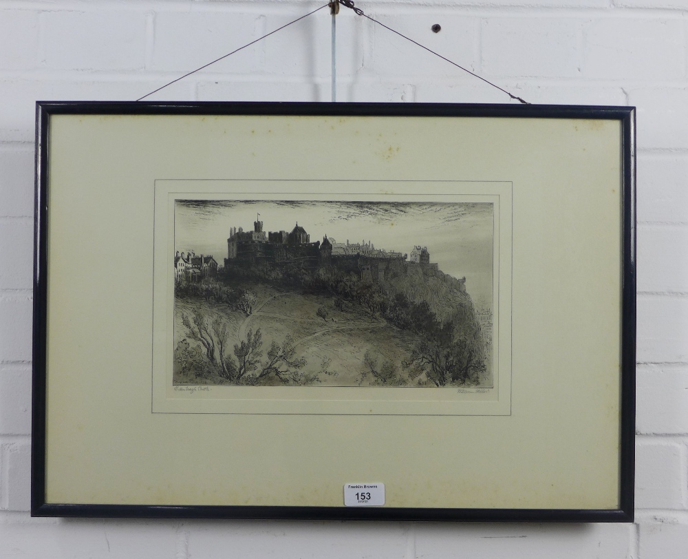 William Miller, Edinburgh Castle, etching, signed in pencil, framed under glass, 22 x 19cm - Image 4 of 4