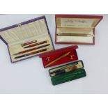 Mabie, Todd & Co Ltd boxed fountain pen, 5th Avenue boxed ballpoint pen set, Lady Sheaffer boxed