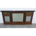 Aesthetic Movement mahogany framed breakfront overmantle with a dentil frieze over two faux