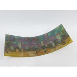 Decorative glass panel of curved rectangular form, 41cm