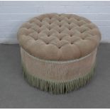 Button upholstered circular centre stool, 66 x 42 x 52cm