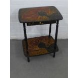 Painted and lacquered two tier table with a single frieze drawer, 50 x 70 x 38cm (a/f)