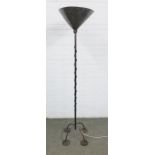 Artisan design metal standard lamp, 168cm high