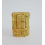 Early 20th century ivory box and cover, modelled as a stack of bamboo, 5.5cm high
