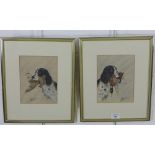 L.W. Fraser, (Scottish) a pair of Gun Dog pastels, signed and framed under glass, 15 x 20cm (2)