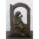 Scott Myers,(b1958) Moonlight Sonata - a bronze model of a man playing a guitar within an archway,