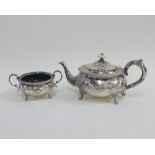 Victorian silver teapot and matching sugar bowl, London 1898 (2)
