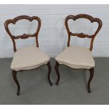 Pair of mahogany framed side chairs with upholstered stuff over seats, (2) 46 x 82cm