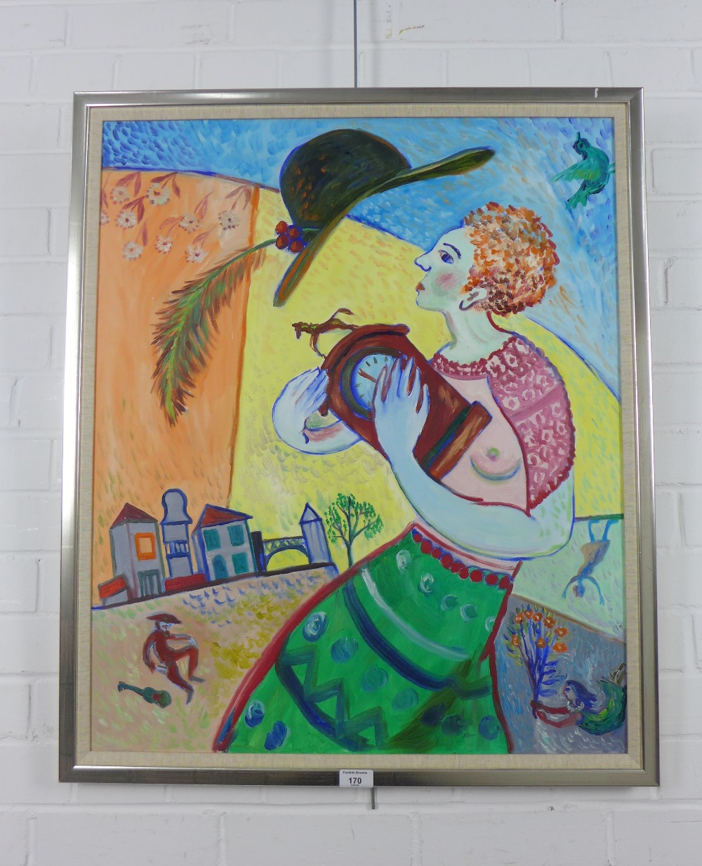 Contemporary School, an unsigned oil on canvas, framed, 62 x 75cm - Image 2 of 2