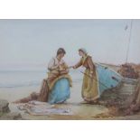 B. Davis, fisher women, a watercolour, signed and dated 1905, framed under glass, 38 x 27cm