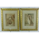 J. de Caynoth Ballardie, a companion pair of early 20th century Cathedral Interior watercolours,