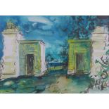 Valerie Sadler, SCOTTISH CONTEMPORARY, 'Gateway', watercolour, signed and framed under glass, 30 x