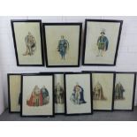 Set of nine coloured prints to include A Prince of the Royal Blood, A Knight Grand Cross and