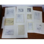 Frank Cadogan Cowper (1877 - 1958), a collection of pencil sketches, in mounts but unframed, various