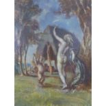 Attributed to Victor Hume Moody (1896 - 1990) 'Venus chasing Cupid', oil on canvas, apparently