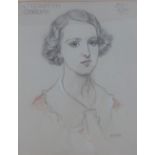 Elizabeth Ogilvy by Edith Mary Hanson, head and shoulders drawing, signed with initials and dated