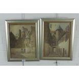 James Heron (SCOTTISH 1873-1919), companion pair of Edinburgh Close watercolours, signed and