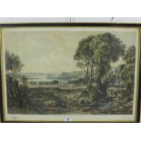 W.L Leitch, 'View of the Clyde From Above Erskine Bay' a coloured print, in a glazed Hogarth