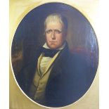 Walter Scott, a half length portrait, oil on canvas, inscribed verso Colvin Smith, in an ornate