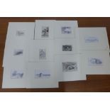 John MacWhirter, (1839 - 1911), a collection of sketches and engravings, in card mounts but